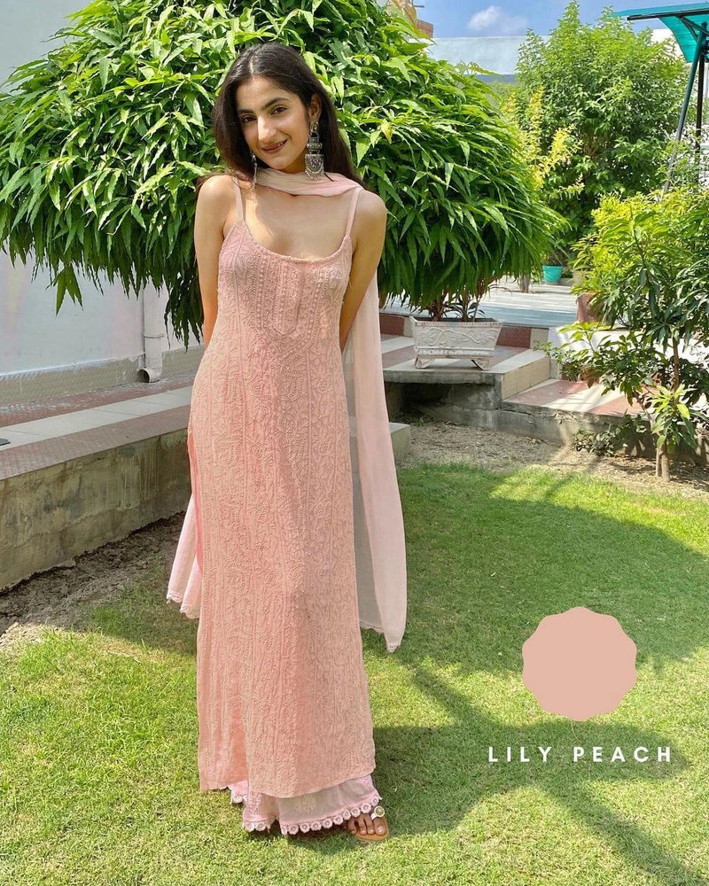 Strappy Lucknow Chikankari Sets