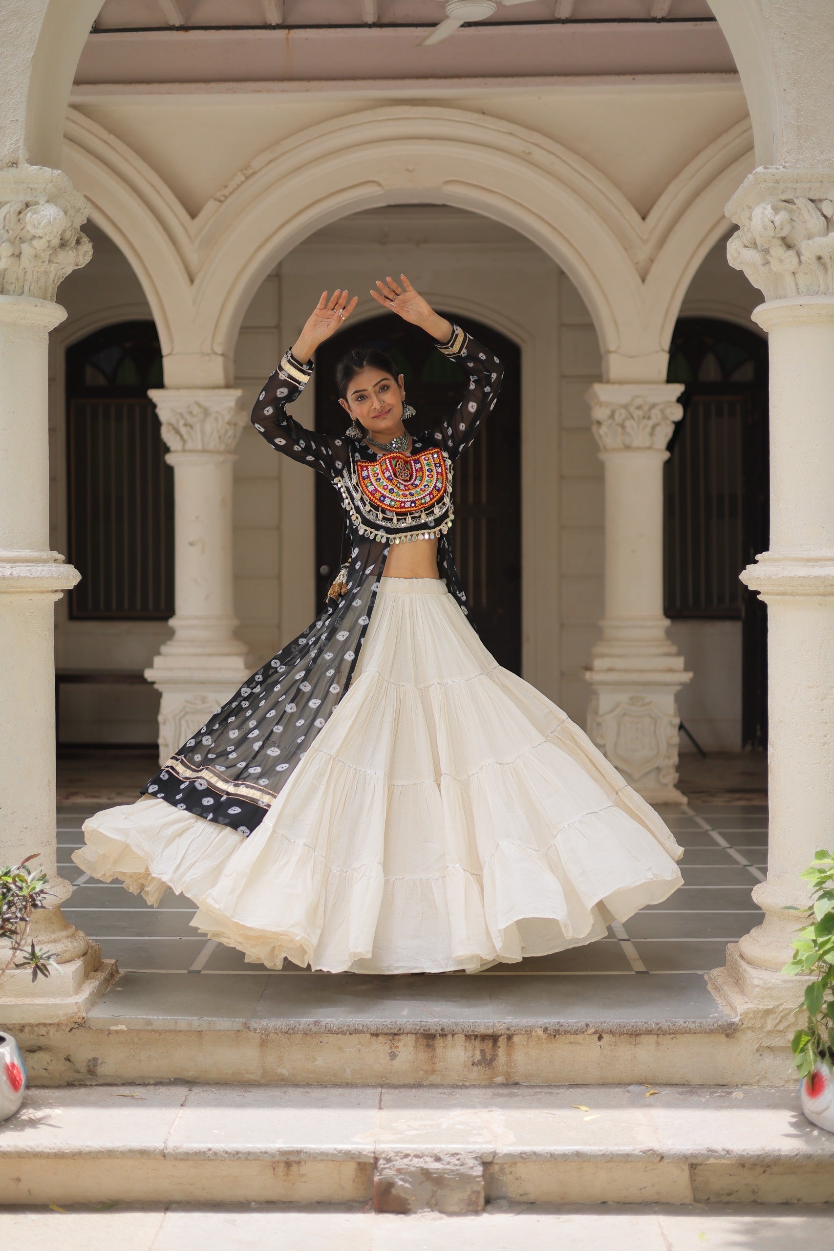 Black Vibrant Bandhani Print Garba Navratri Chaniya Choli