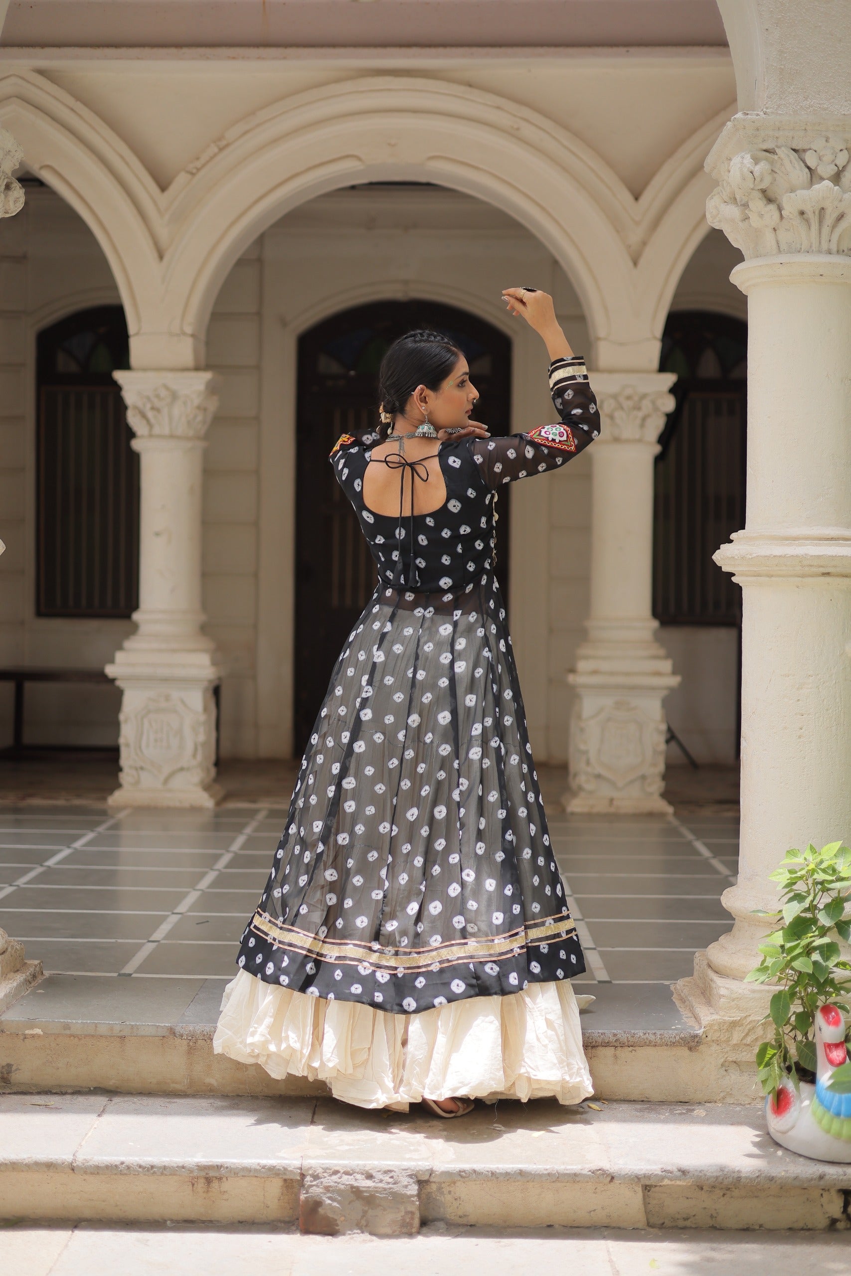 Black Vibrant Bandhani Print Garba Navratri Chaniya Choli
