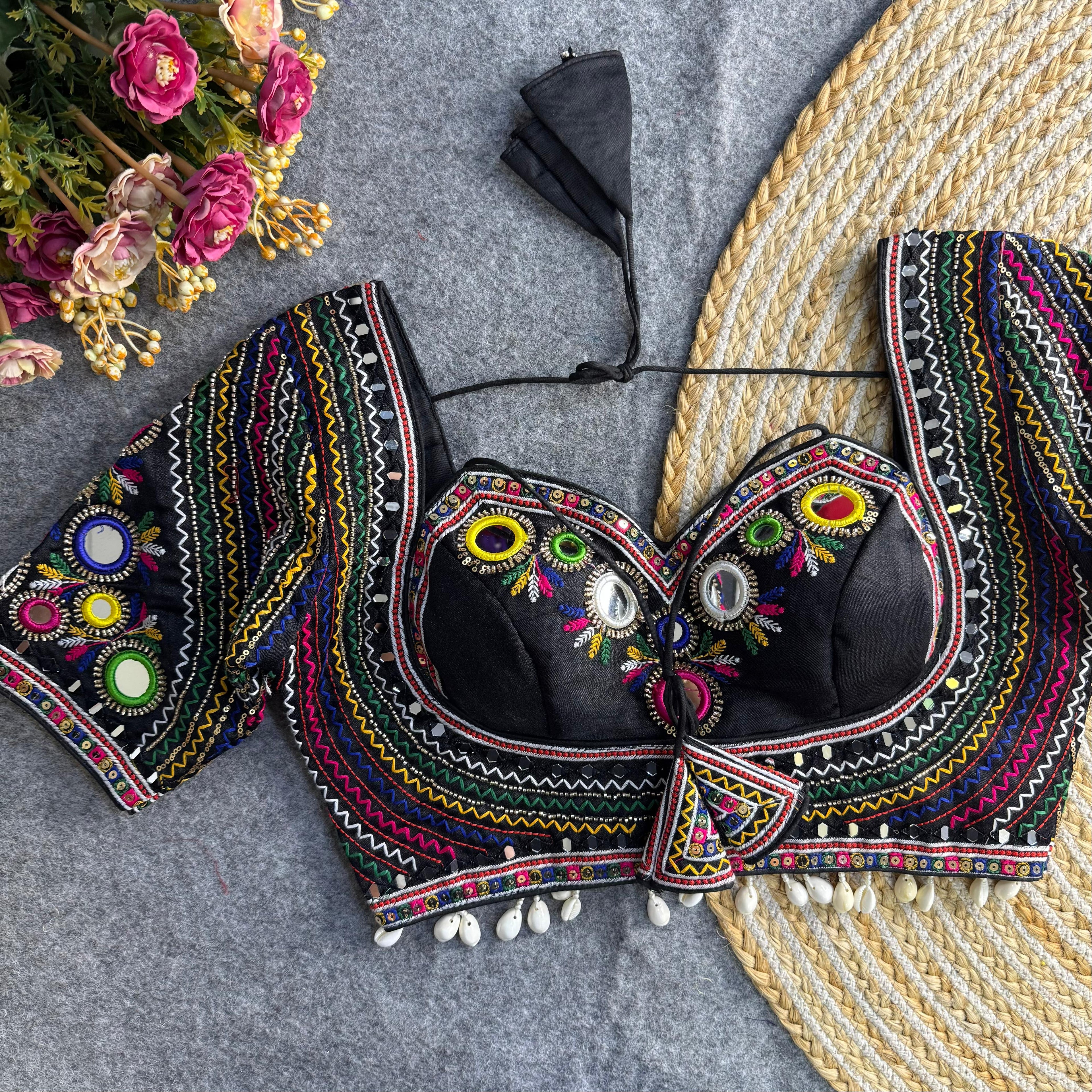 Black Masaba Muse: Handwork & Mirror Embellished Garba Choli