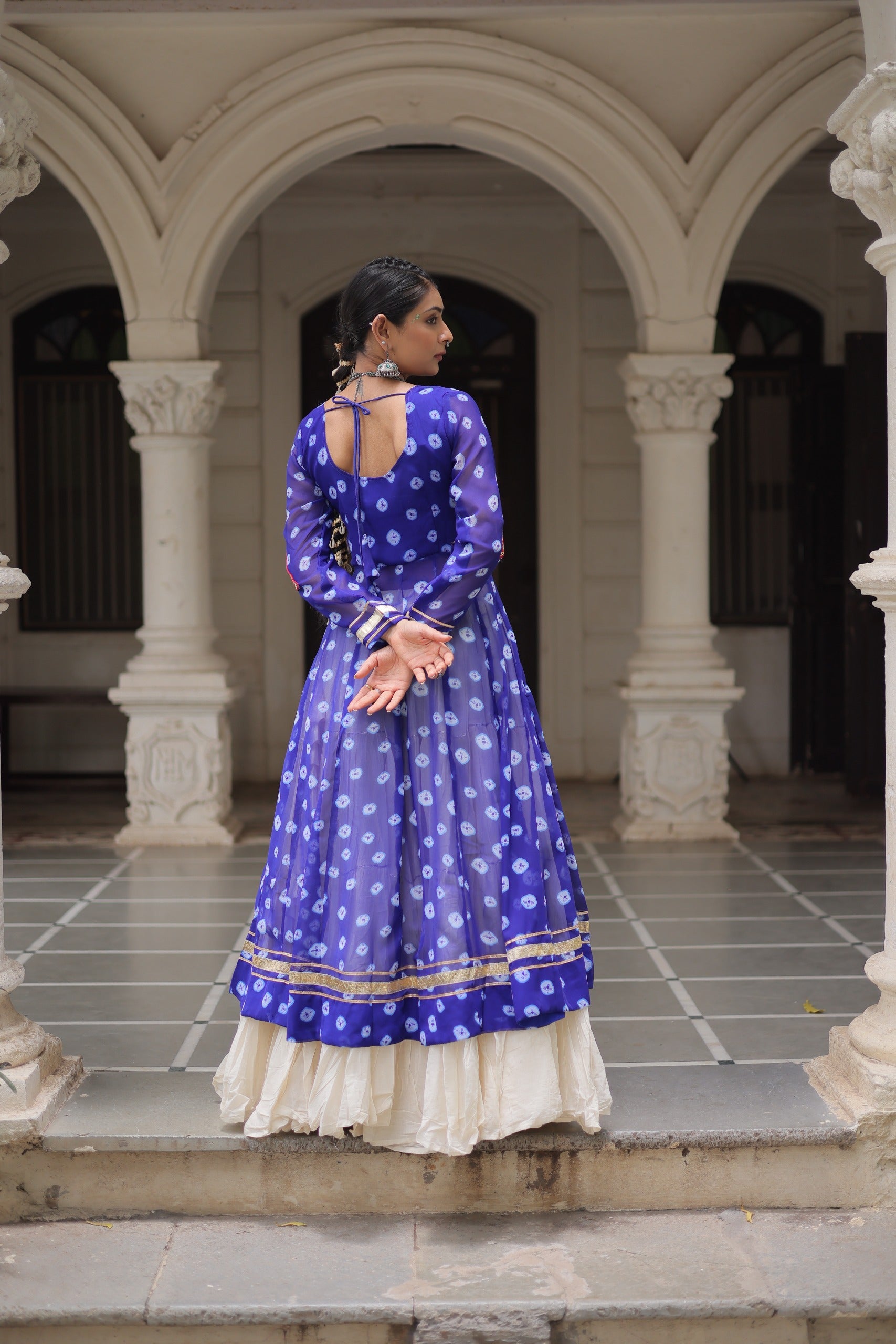 Blue Vibrant Bandhani Print Garba Navratri Chaniya Choli