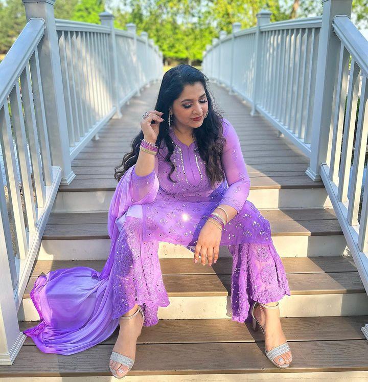 Buy 1 Get 1 Combo Price Chikankari Elegance Ombré Mirror Booti Jaal Set (Aqua Blue / Purple) - Inayakhan Shop 