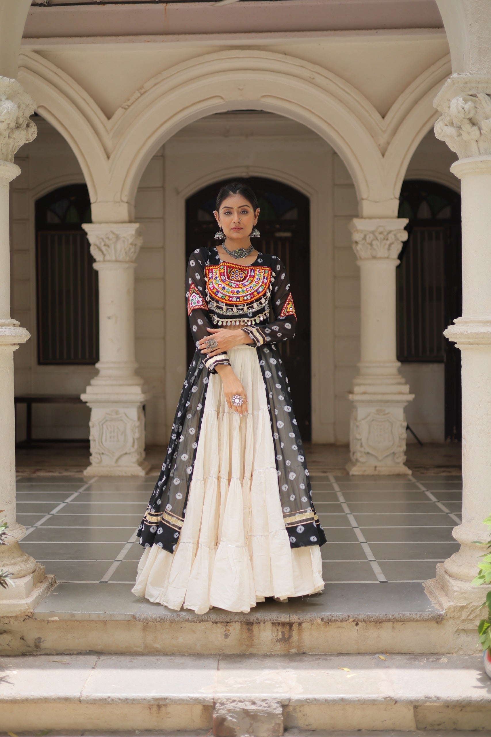 Black Vibrant Bandhani Print Garba Navratri Chaniya Choli