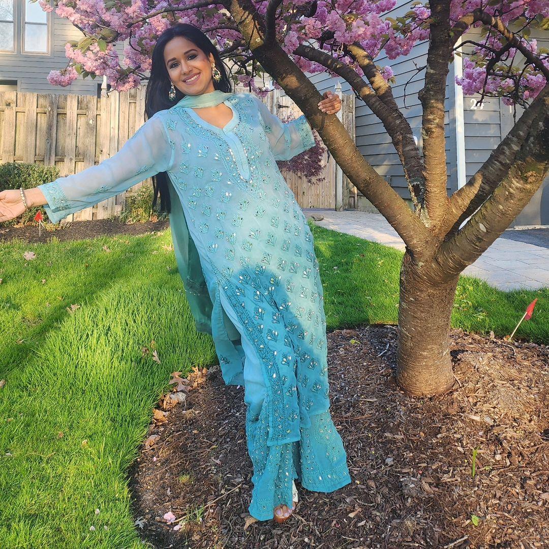 Combo 2 Sets Aqua Mirror Kurta Sharara Set + Pastel Green Chikankari Set - Inayakhan Shop 