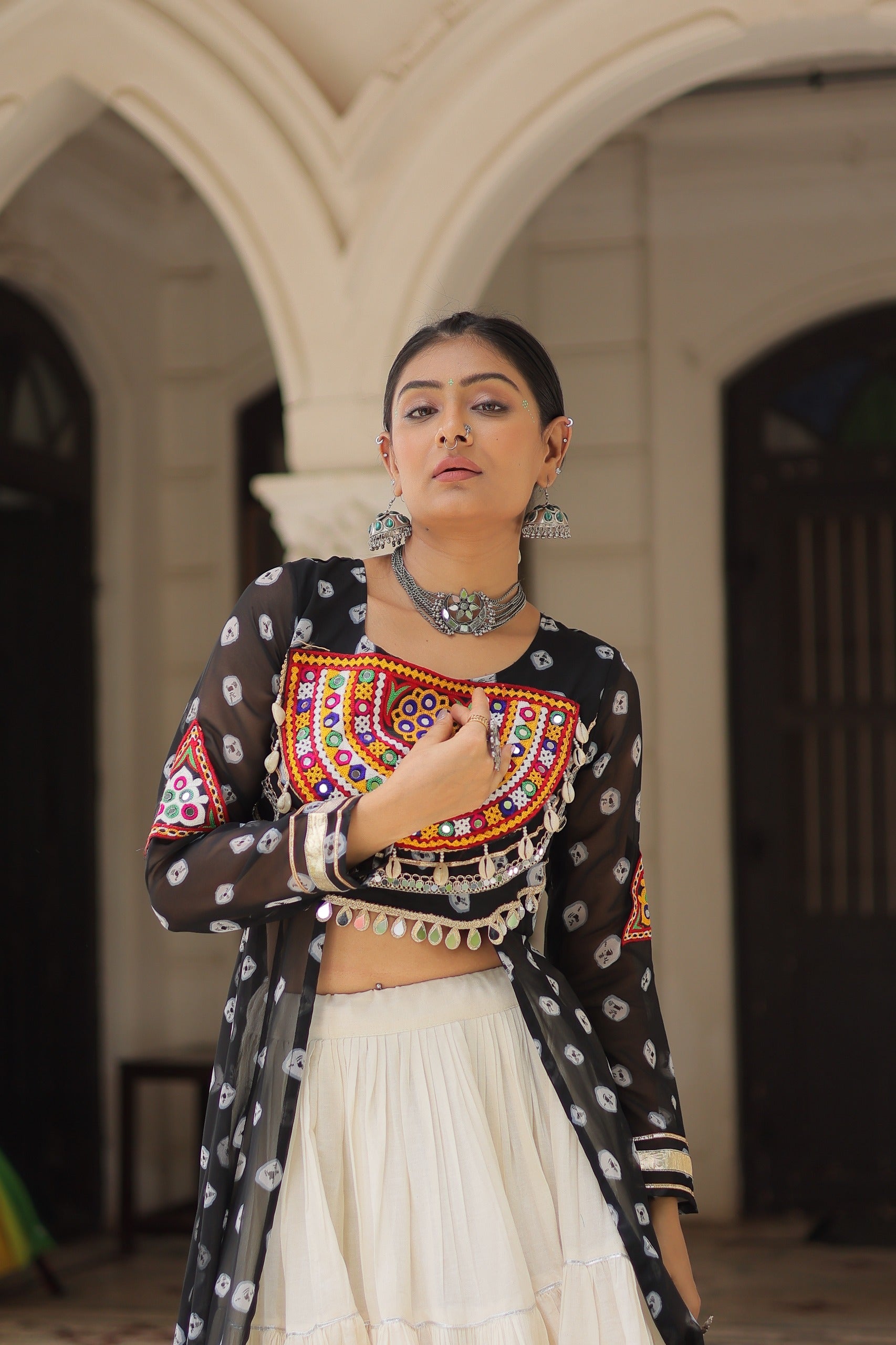 Black Vibrant Bandhani Print Garba Navratri Chaniya Choli