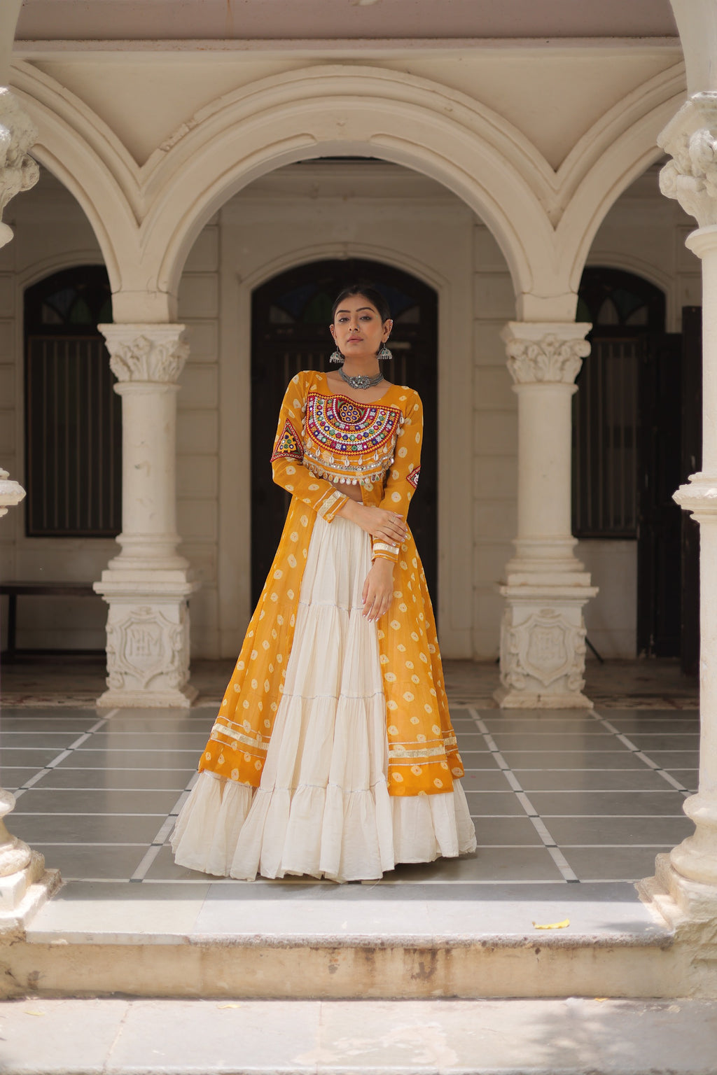 Yellow Vibrant Bandhani Print Garba Navratri Chaniya Choli