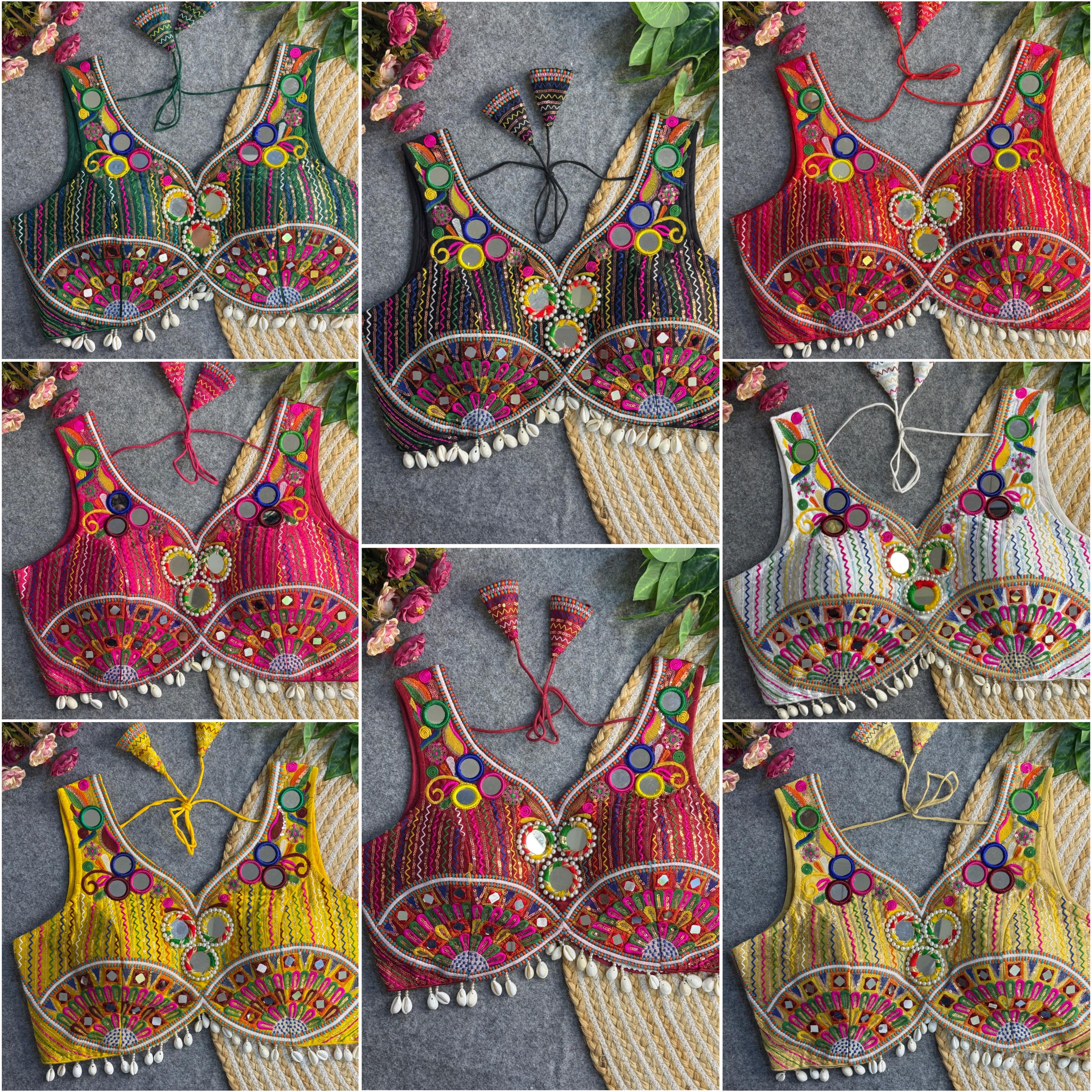 Yellow Navratri Radiance: Apple Cut Mirror Work Garba Choli
