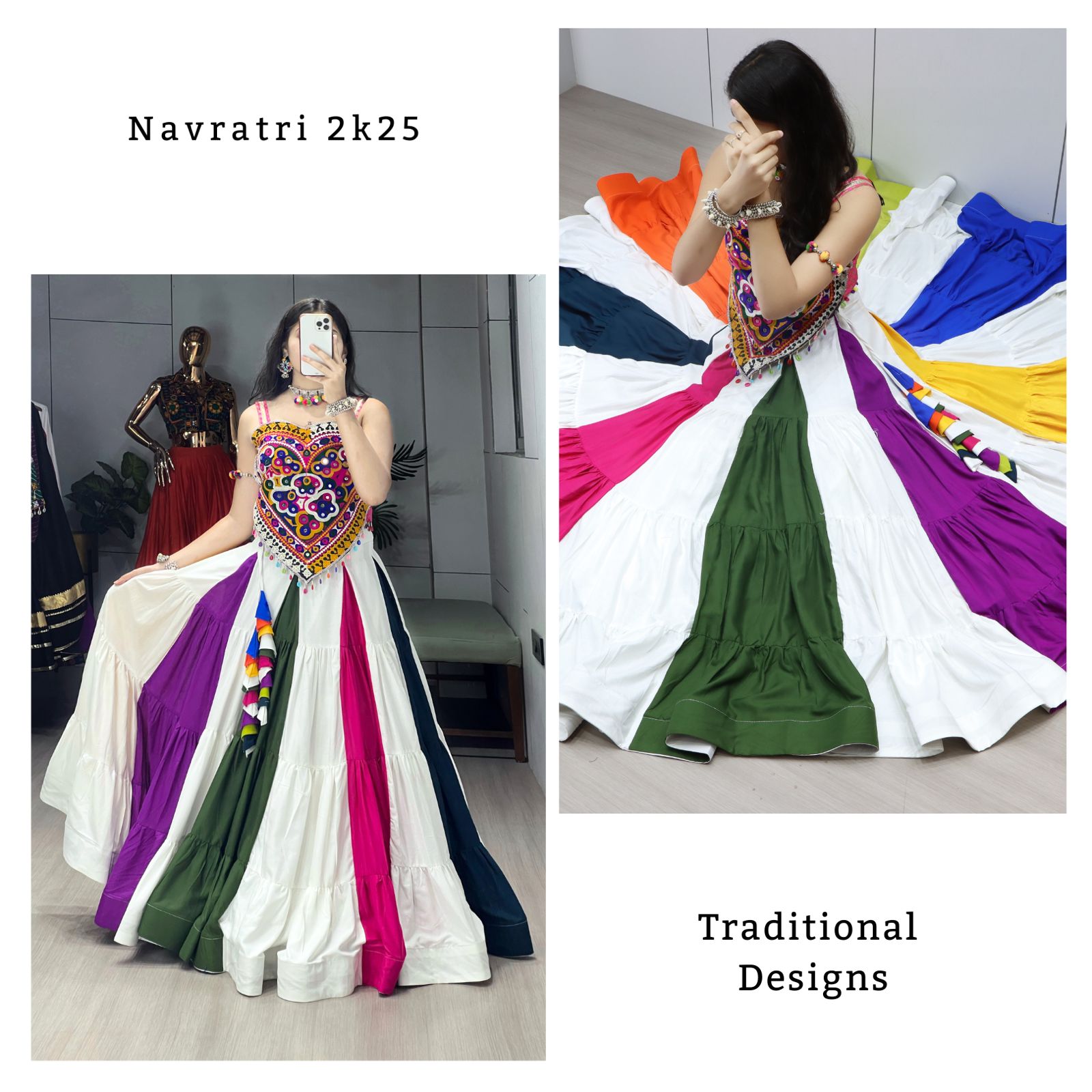 Kutchi Work Garba Navratri Chaniya Choli with 8-Meter Flair