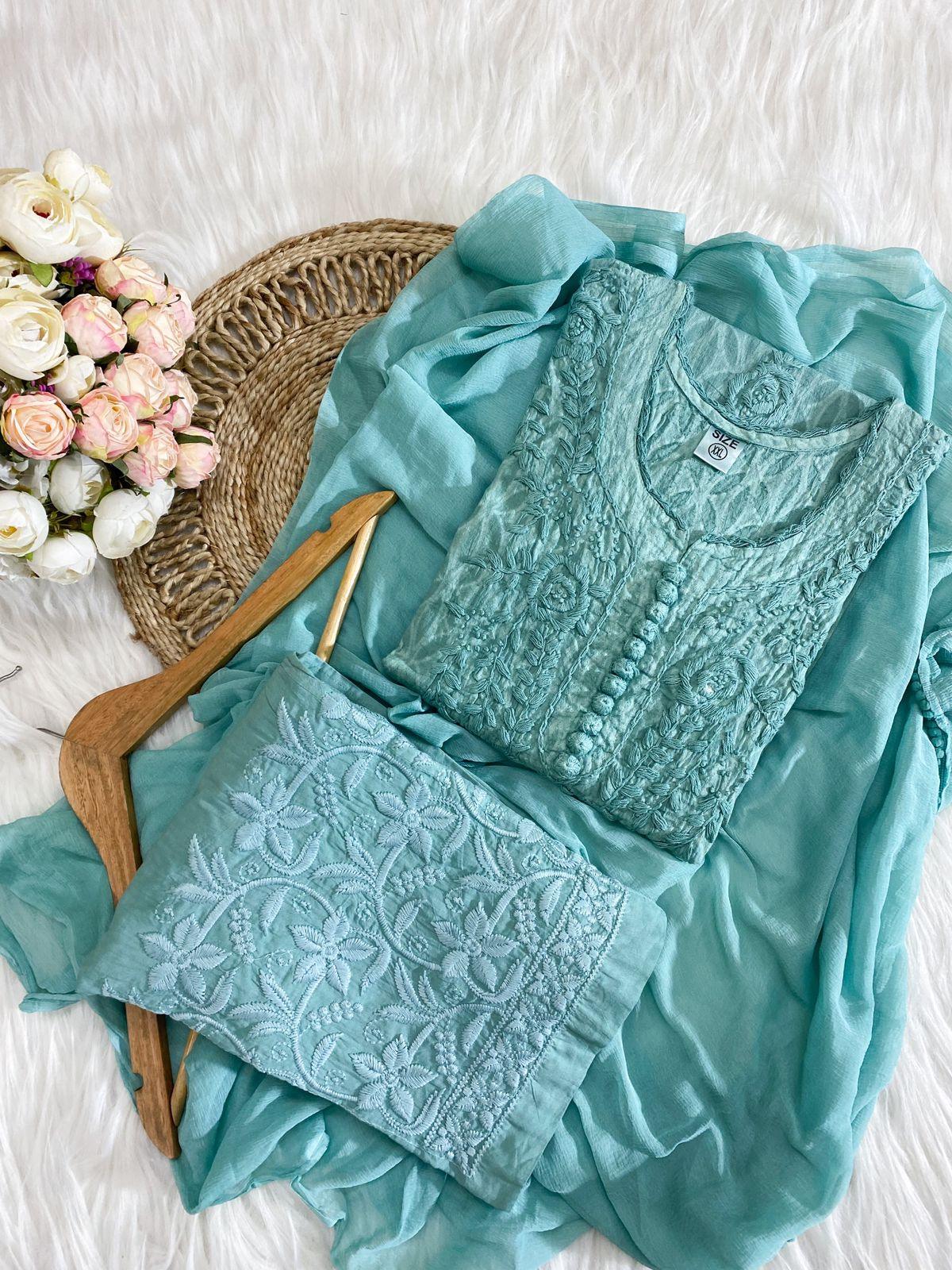 @therealjuhikhemani White and Teal Kurti Set haul Combo Discount
