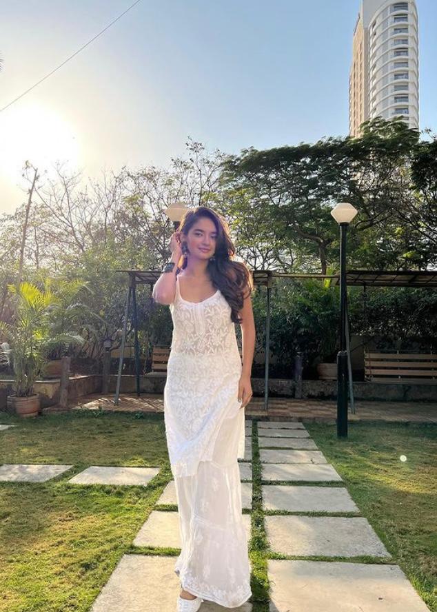 White Viscose Strappy Chikankari Handwork Short Kurti , Viscose Sharara, Chiffon Dupatta - Inayakhan Shop 