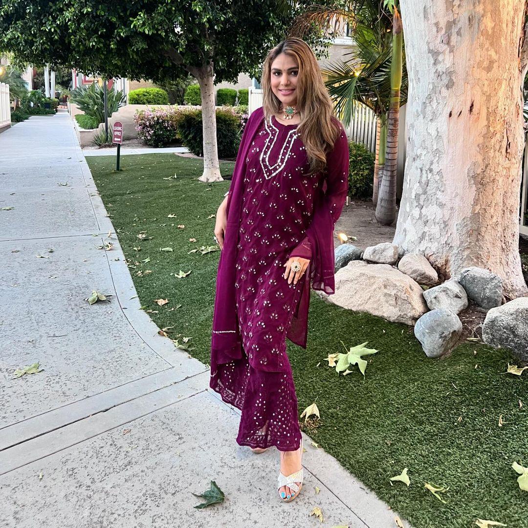 Best Combo Chikankari Elegance Ombré Mirror Booti Jaal Set (Pink / Wine)