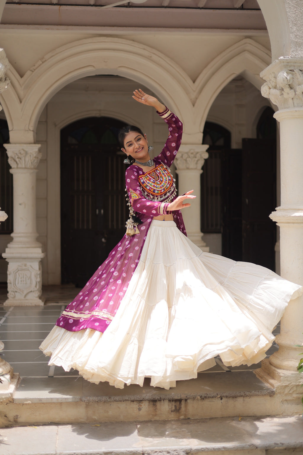 Wine Vibrant Bandhani Print Garba Navratri Chaniya Choli