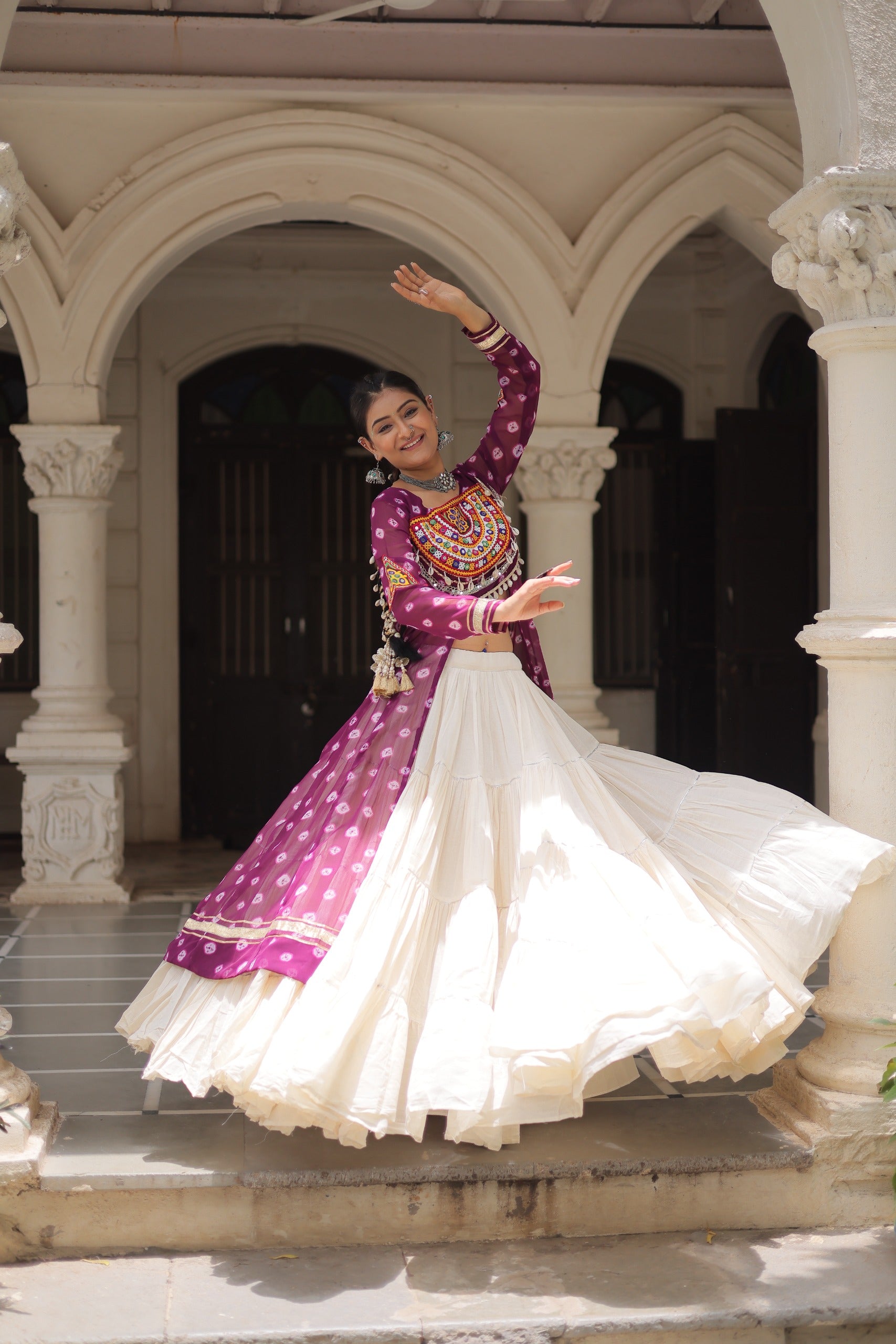Wine Vibrant Bandhani Print Garba Navratri Chaniya Choli