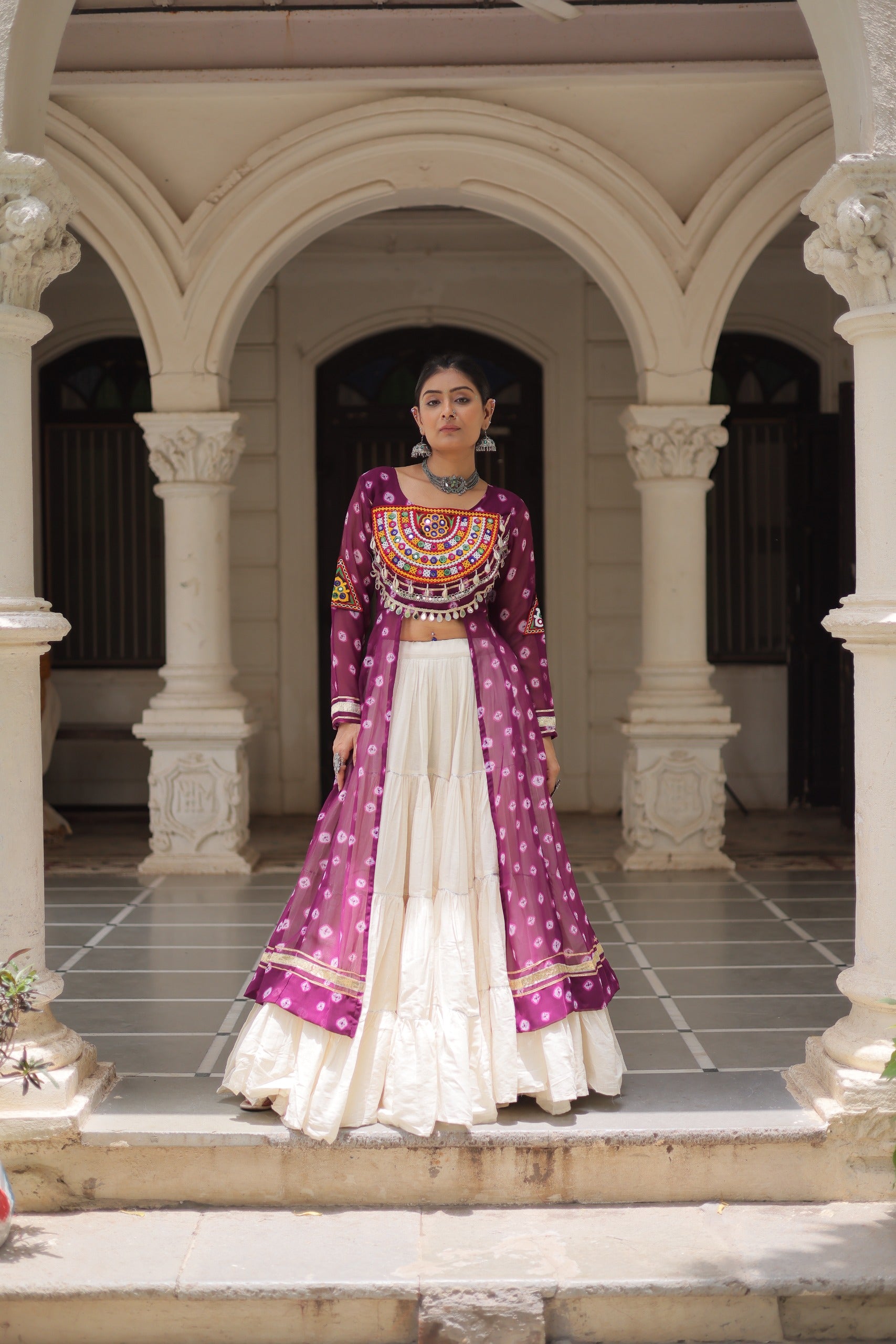 Wine Vibrant Bandhani Print Garba Navratri Chaniya Choli