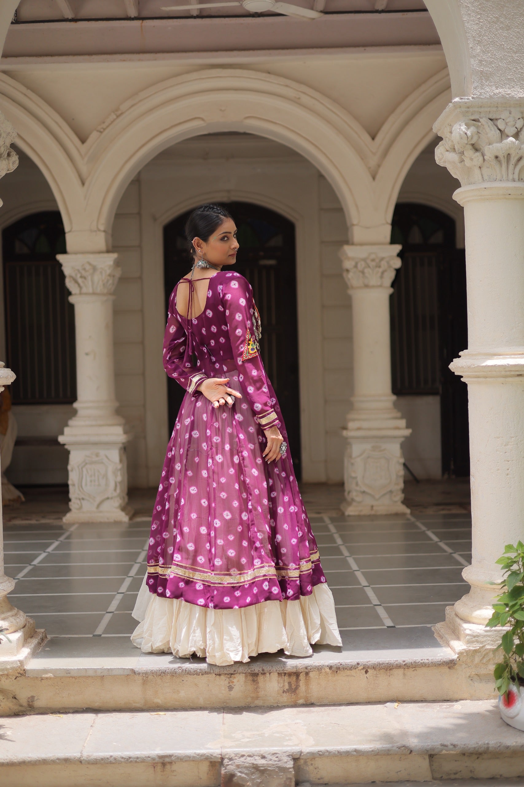 Wine Vibrant Bandhani Print Garba Navratri Chaniya Choli