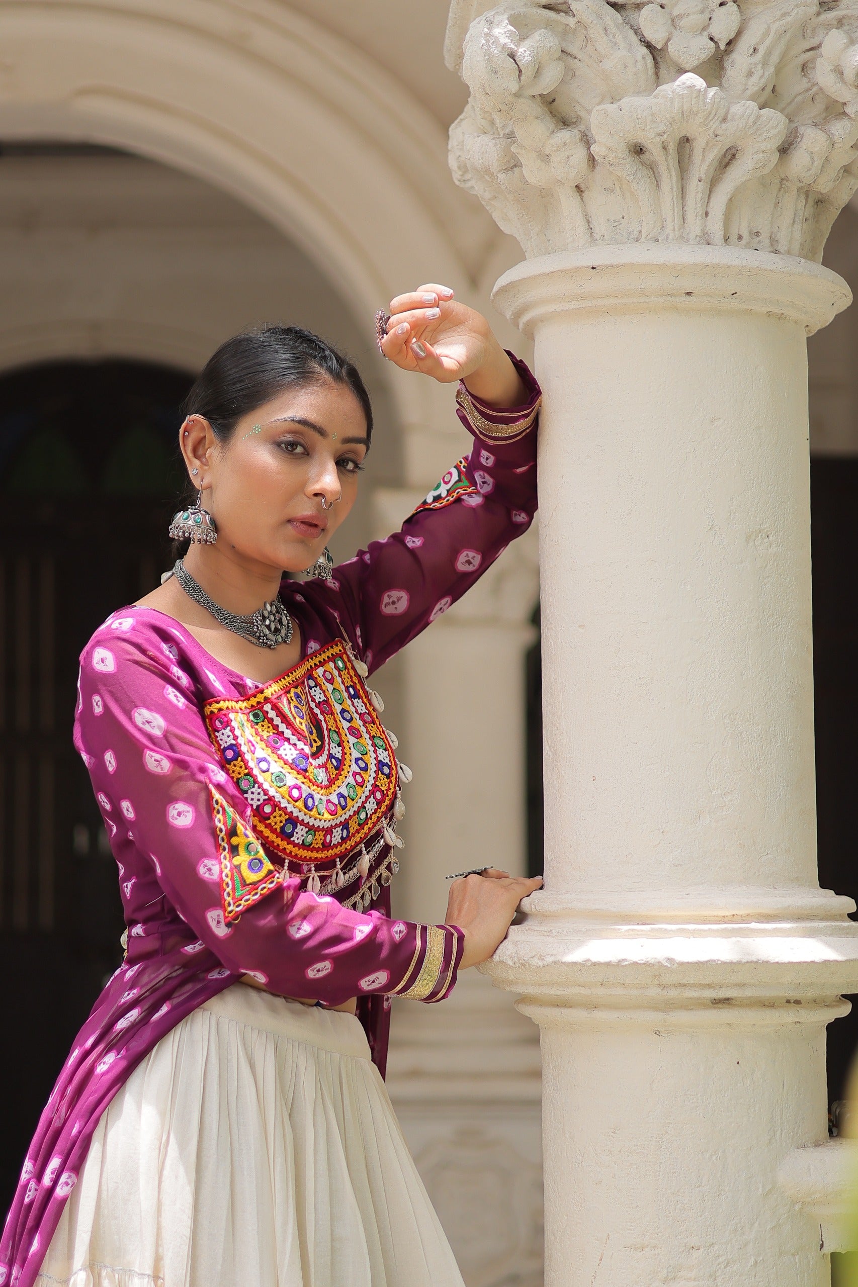 Wine Vibrant Bandhani Print Garba Navratri Chaniya Choli