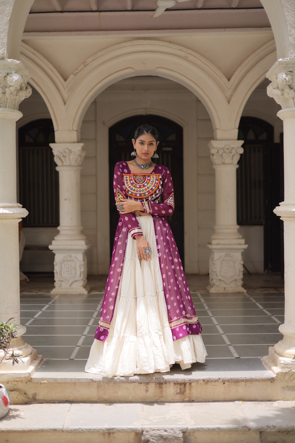 Wine Vibrant Bandhani Print Garba Navratri Chaniya Choli